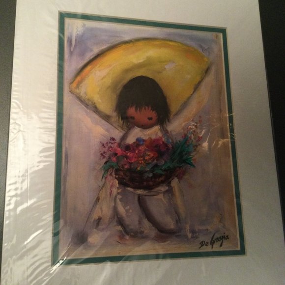 De Grazia Flower Boy Rare SEALED Vintage signed Print 14” x 11” - Picture 2 of 7